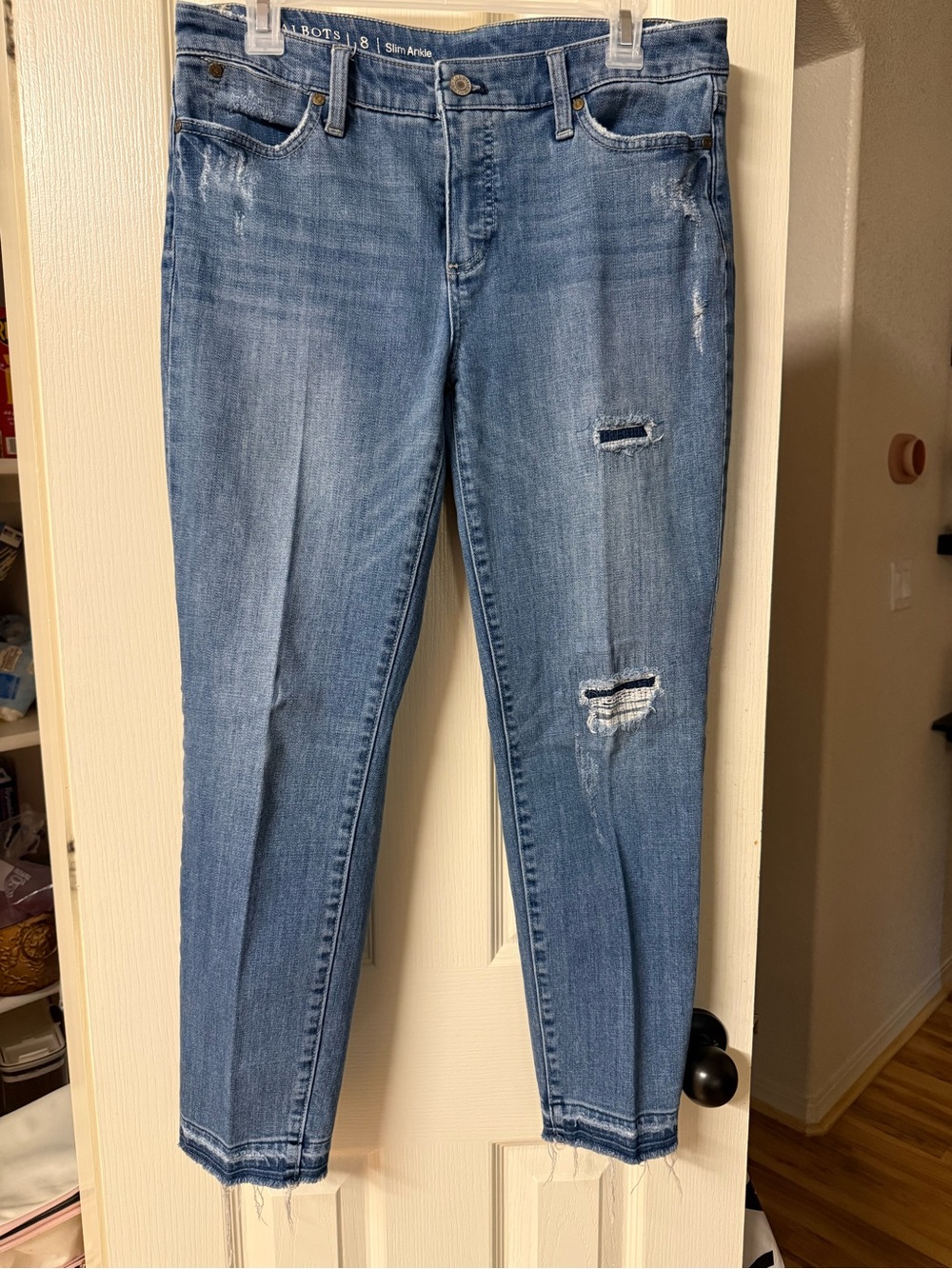 Talbots Women's Skinny Jeans in Light Blue Distressed